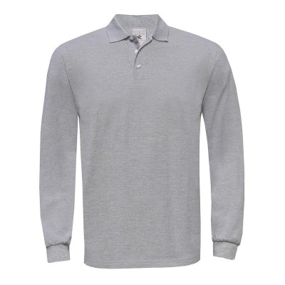 Polo Heavymill LSL colore heather grey taglia S