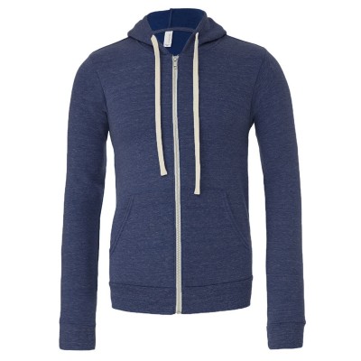 Felpe Unisex Triblend Sponge Fleece Full-Zip Hoodie colore Heather Navy taglia S