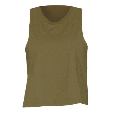 T-Shirt Women's Racerback Cropped Tank colore Heather Olive taglia S