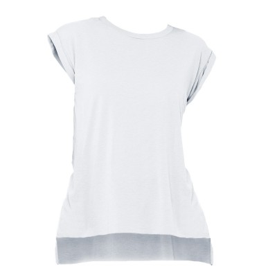 T-Shirt Women's Flowy Muscle Tee with Rolled Cuff colore White taglia L