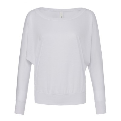 T-Shirt Women's Flowy Long Sleeve Off Shoulder Tee colore White taglia L