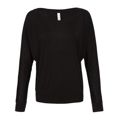 T-Shirt Women's Flowy Long Sleeve Off Shoulder Tee colore Black taglia S