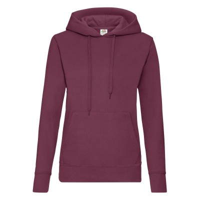 Felpe Ladies Classic Hooded Sweat colore burgundy taglia XS