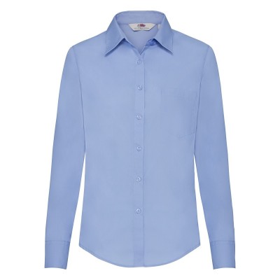Camicie Ladies Poplin Shirt Long Sleeve colore mid blue taglia XL