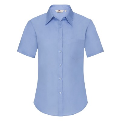 Camicie Ladies Poplin Shirt Short Sleeve colore mid blue taglia L