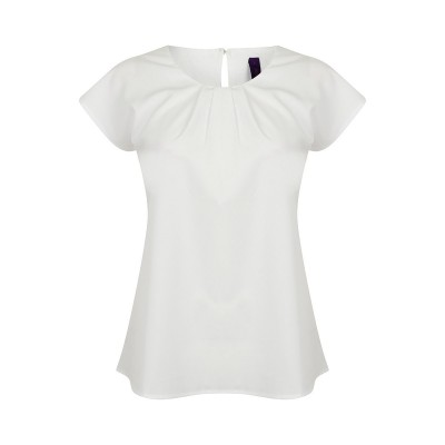T-Shirt Ladies' Pleat Front S/S Blouse colore white taglia XS