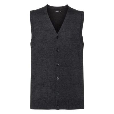 Maglieria Men's V-Neck Sleeveless Knitted Cardigan colore Charcoal Marl taglia XXS
