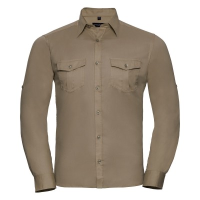Camicie Men's Roll Long Sleeve Shirt colore khaki taglia S