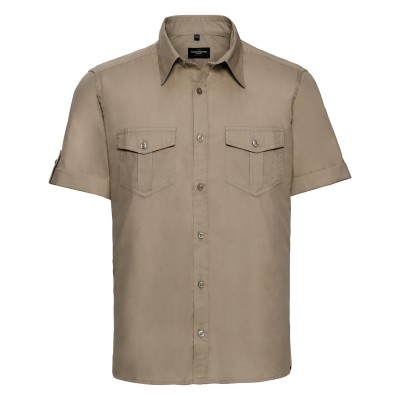 Camicie Men's Roll Short Sleeve Shirt colore khaki taglia S