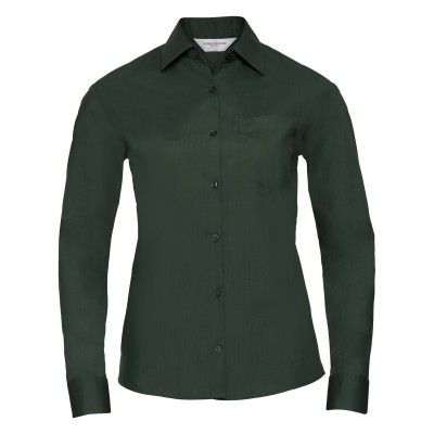 Camicie Ladies' Long Sleeve PolyCotton Poplin Shirt colore bottle green taglia S