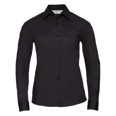 Camicie Ladies' Long Sleeve PolyCotton Poplin Shirt colore black taglia XS