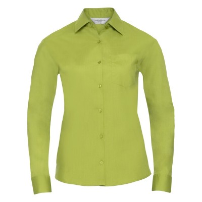 Camicie Ladies' Long Sleeve PolyCotton Poplin Shirt colore lime taglia XS