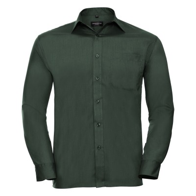 Camicie Men's Long Sleeve PolyCotton Poplin Shirt colore bottle green taglia M