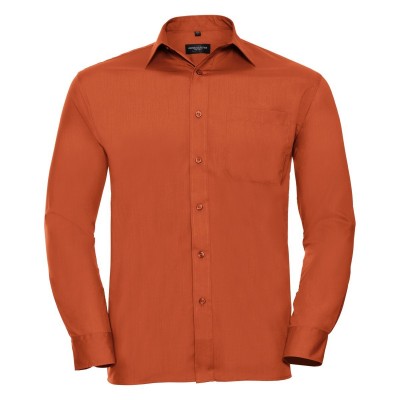 Camicie Men's Long Sleeve PolyCotton Poplin Shirt colore orange taglia S