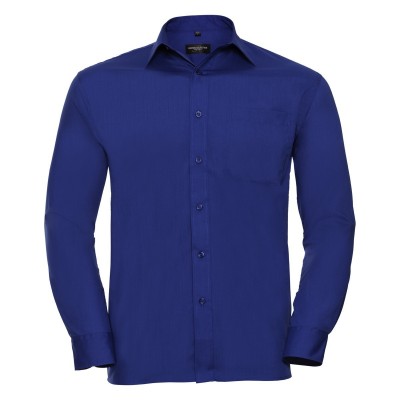 Camicie Men's Long Sleeve PolyCotton Poplin Shirt colore bright royal taglia S