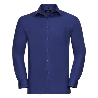 Camicie Men's Long Sleeve Pure Cotton Poplin Shirt colore aztec blue taglia S
