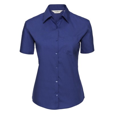 Camicie Ladies' Short Sleeve Pure Cotton Poplin Shirt colore aztec blue taglia 4XL