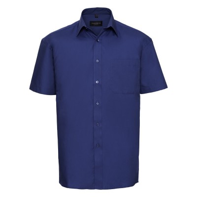 Camicie Men's Short Sleeve Pure Cotton Poplin Shirt colore aztec blue taglia M