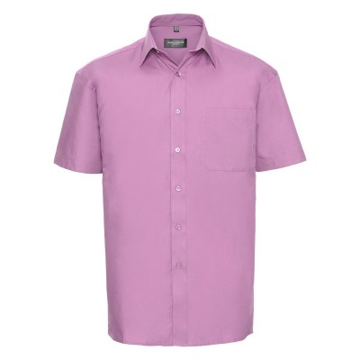 Camicie Men's Short Sleeve Pure Cotton Poplin Shirt colore bright pink taglia S