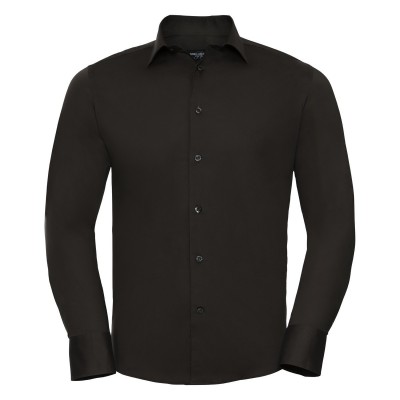 Camicie Men's Long Sleeve Easy Care Fitted Shirt colore chocolate taglia XXL