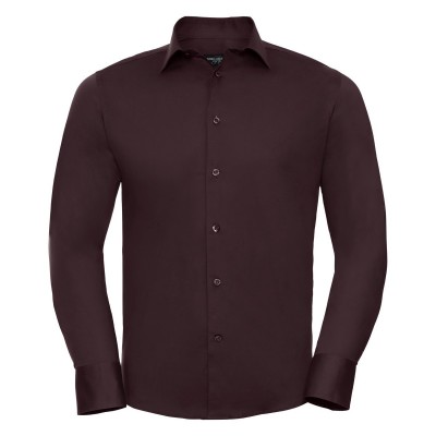 Camicie Men's Long Sleeve Easy Care Fitted Shirt colore port taglia S