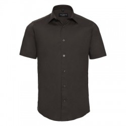 Camicie Men's Short Sleeve Easy Care Fitted Shirt colore chocolate taglia S