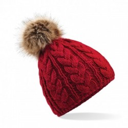 Cappelli Fur Pom Pom Cable Beanie