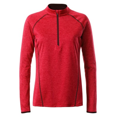 T-Shirt Ladies' Sportsshirt Longsleeve colore red-melange taglia XS