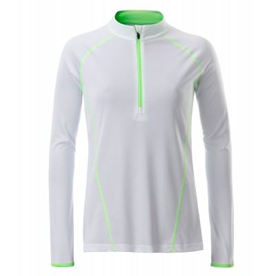T-Shirt Ladies' Sportsshirt Longsleeve colore white/bright-green taglia XS