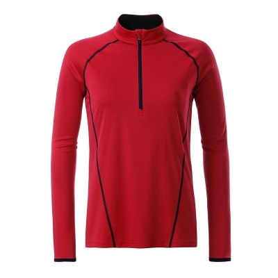 T-Shirt Ladies' Sportsshirt Longsleeve colore red/black taglia XS