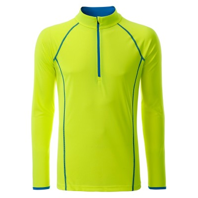 T-Shirt Men's Sportsshirt Longsleeve colore bright-yellow/bright-blue taglia S