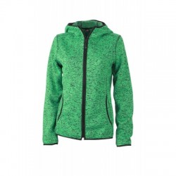 Pile Ladies' Knitted Fleece Hoody colore green-melange/black taglia S