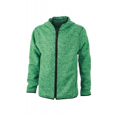 Pile Men's Knitted Fleece Hoody colore green-melange/black taglia S