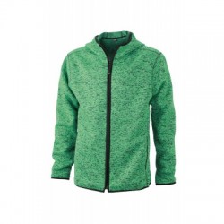 Pile Men's Knitted Fleece Hoody colore green-melange/black taglia S