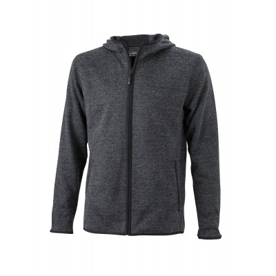 Pile Men's Knitted Fleece Hoody colore dark-melange/black taglia S