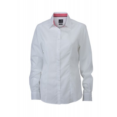 Camicie Ladies' Plain Shirt colore white/red-white taglia XS