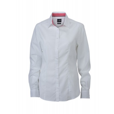 Camicie Ladies' Plain Shirt colore white/red-white taglia L