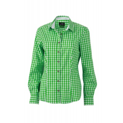 Camicie Ladies' Traditional Shirt colore green/white taglia XS