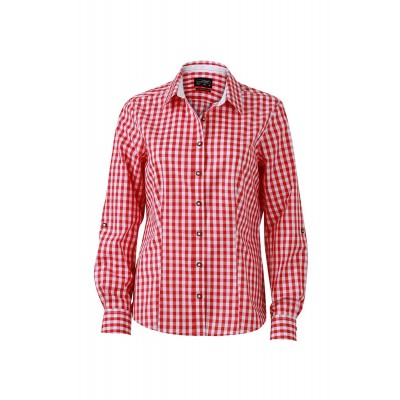 Camicie Ladies' Traditional Shirt colore red/white taglia XS