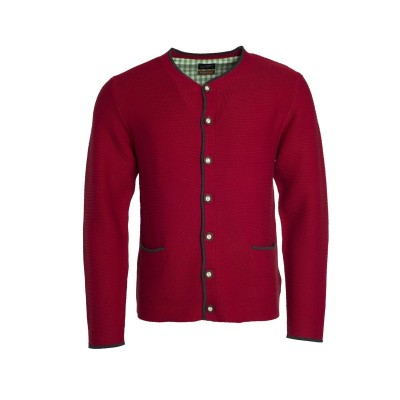 Maglieria Men's Traditional Knitted Jacket colore red/anthracite-melange/green taglia S
