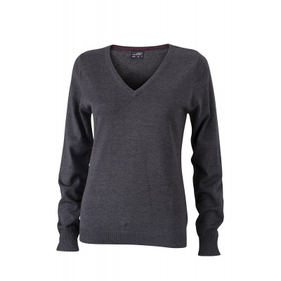 Maglieria Ladies' V-Neck Pullover colore anthracite-melange taglia XS