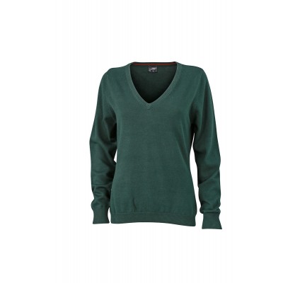 Maglieria Ladies' V-Neck Pullover colore forest green taglia XS