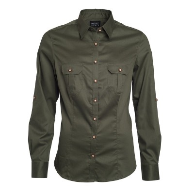 Camicie Ladies' Traditional Shirt Plain colore olive taglia XS