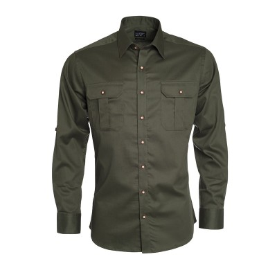 Camicie Men's Traditional Shirt Plain colore olive taglia XXL