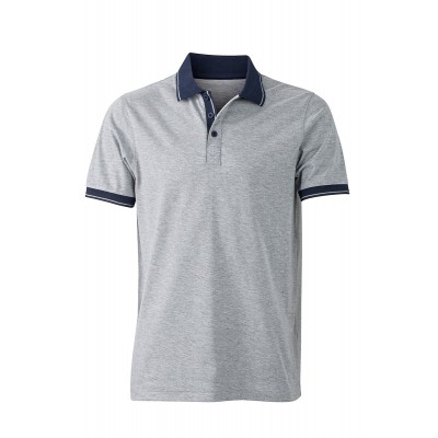Polo Men's Heather Polo colore grey-heather/navy taglia L