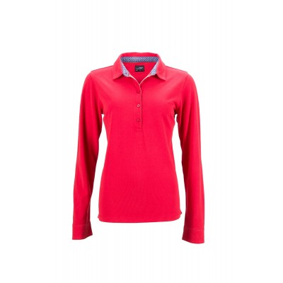 Polo Ladies' Polo Long-Sleeved colore red/blue-white taglia S