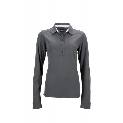 Polo Ladies' Polo Long-Sleeved colore graphite/white-red taglia S