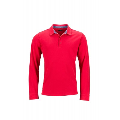 Polo Men's Polo Longs-Sleeved colore red/blue-white taglia XL