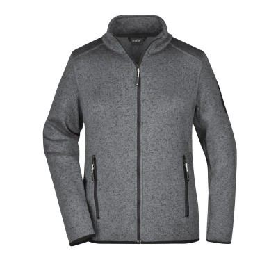 Pile Ladies' Knitted Fleece Jacket colore dark-grey-melange/silver taglia S
