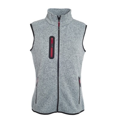 Giacche Ladies Knitted Fleece Vest colore light-grey melange/red taglia S
